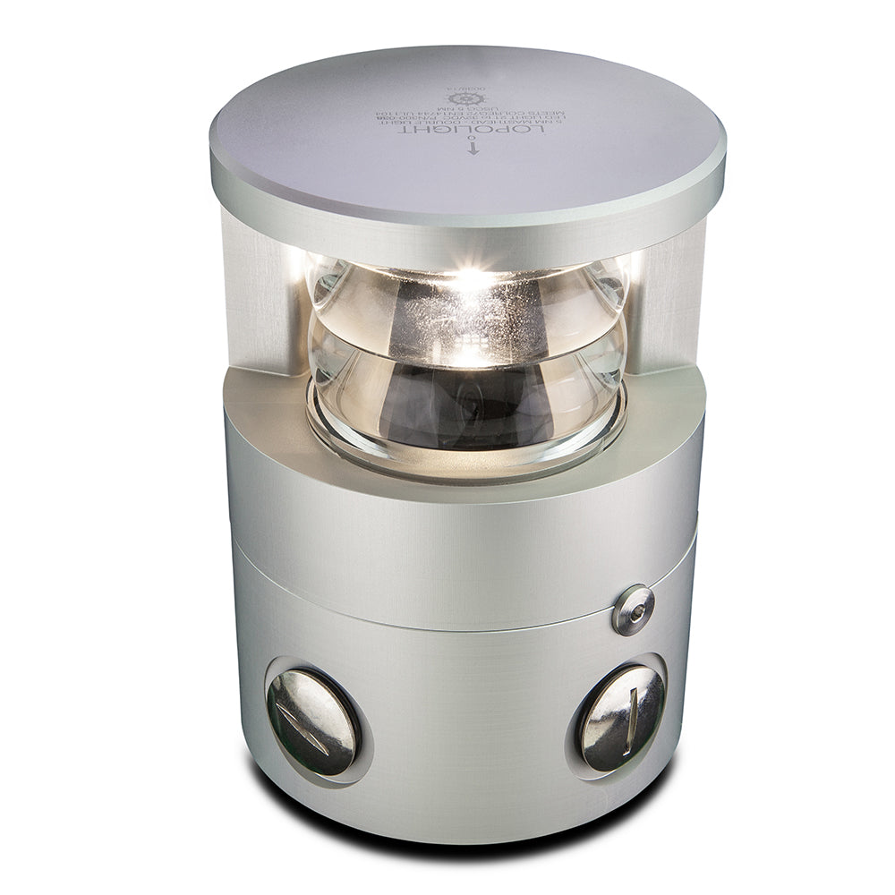 Lopolight Series 300-038 - Luz de mástil de doble apilamiento - 5 NM - Montaje horizontal - Blanco - Carcasa plateada [300-038]