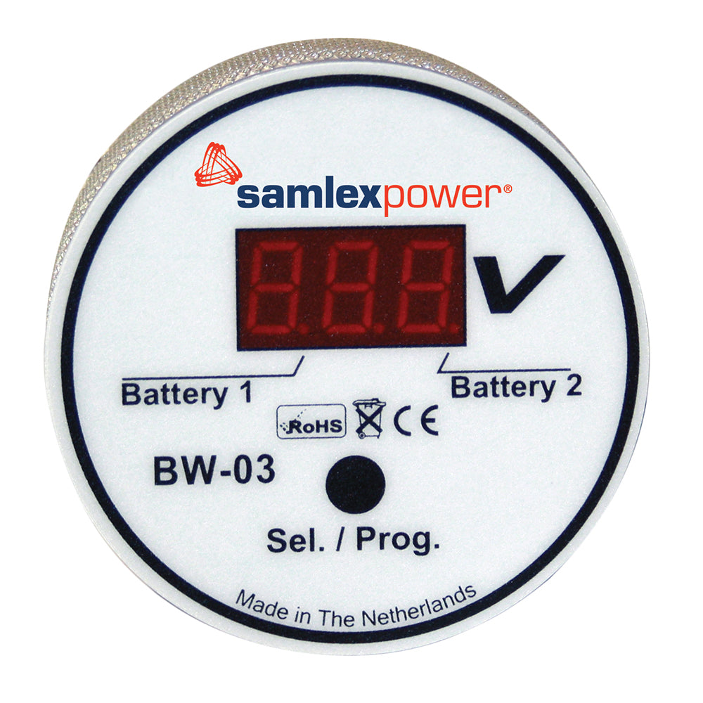 Monitor de batería dual Samlex - 12 V o 24 V - Detección automática [BW-03]