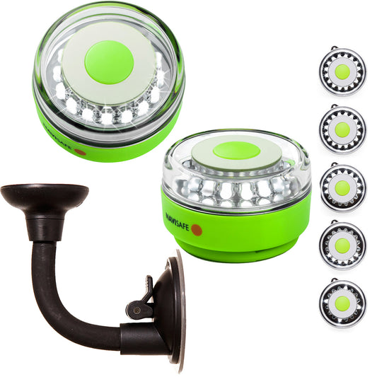 Navisafe Portable Navilight 360 2NM Rescue - Brilla en la oscuridad - Verde con soporte de ventosa flexible [010KIT2]