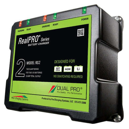 Cargador de batería Dual Pro Serie RealPRO - 12A - Bancos 2-6A - 12V/24V [RS2]