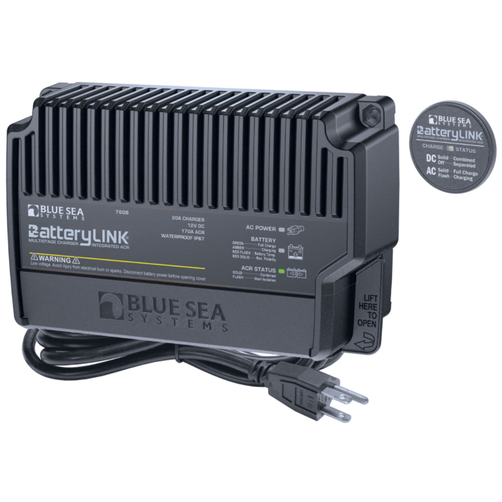 Cargador BatteryLink Blue Sea 7608 (Norteamérica) - 12 V - 20 A - 2 bancos [7608]