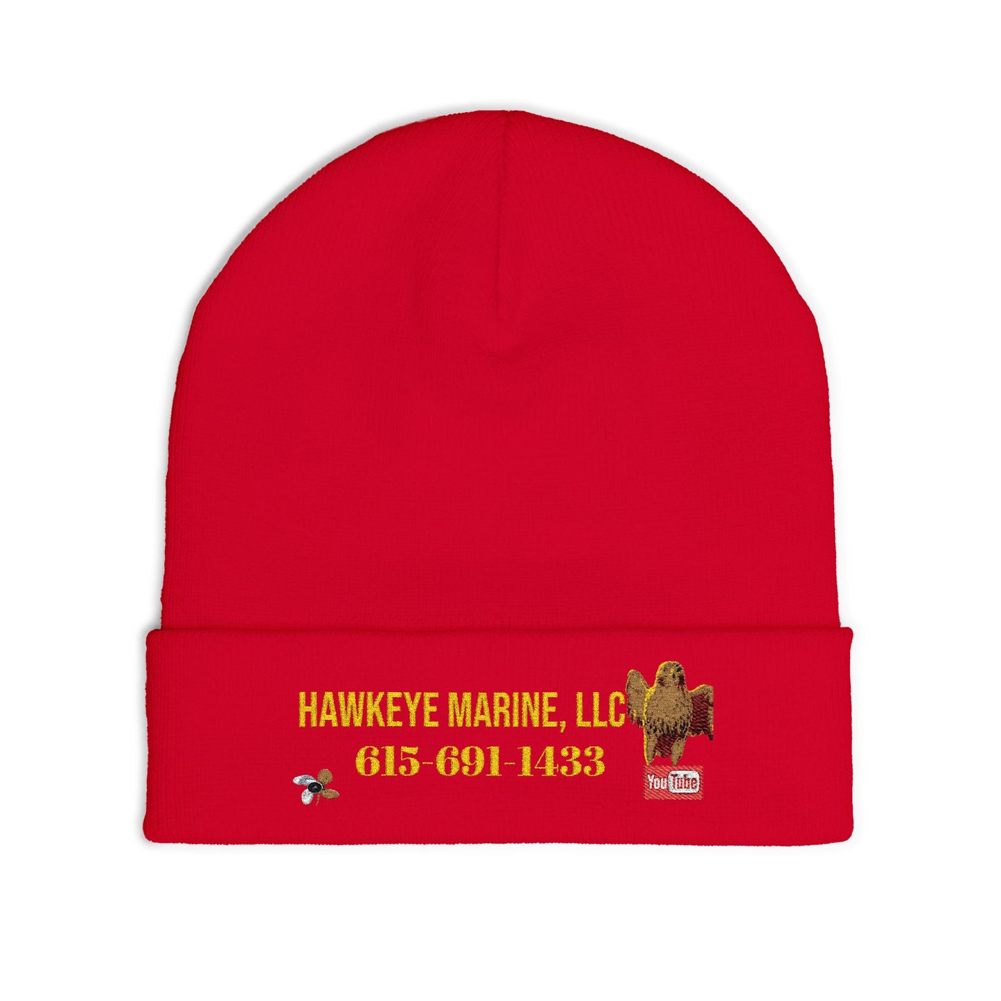 Embroidered Knit Beanie — Hawkeye Marine LLC Logo & Phone Number