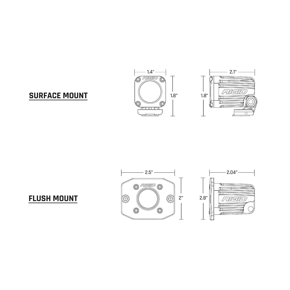 RIGID Industries Ignite Montaje empotrado difuso - Sencillo - Negro [20631]