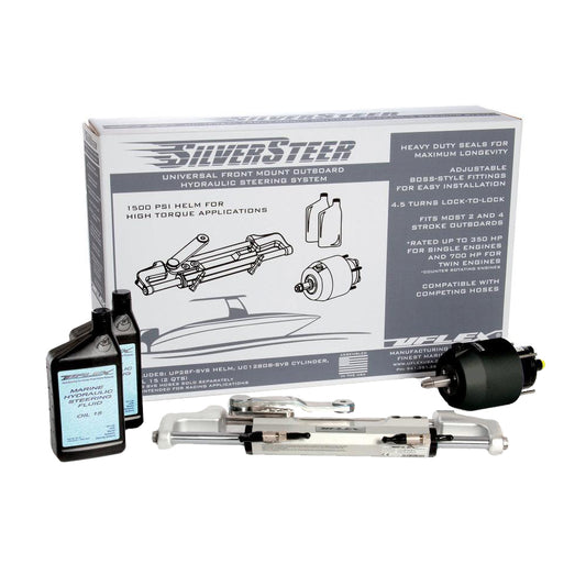 Sistema de dirección hidráulica fueraborda de montaje frontal universal Uflex SilverSteer con cilindro UC128-SVS-1 [SILVERSTEER1.0B]