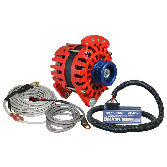 Balmar Alternador 3.15" Sillín de doble pie J10 Regulador de polea serpentina Sensor de temperatura - Kit 170A - 12V [XT-DF-170-J10-KIT]