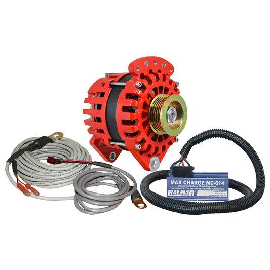 Balmar Alternador 3.15" Sillín de doble pie K6 Regulador de polea serpentina Sensor de temperatura - Kit 170A - 12V [XT-DF-170-K6-KIT]