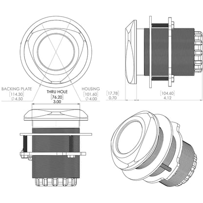 Lumitec SeaBlaze Typhoon Luz LED pasante de bronce subacuática - Espectro RGBW [101449]