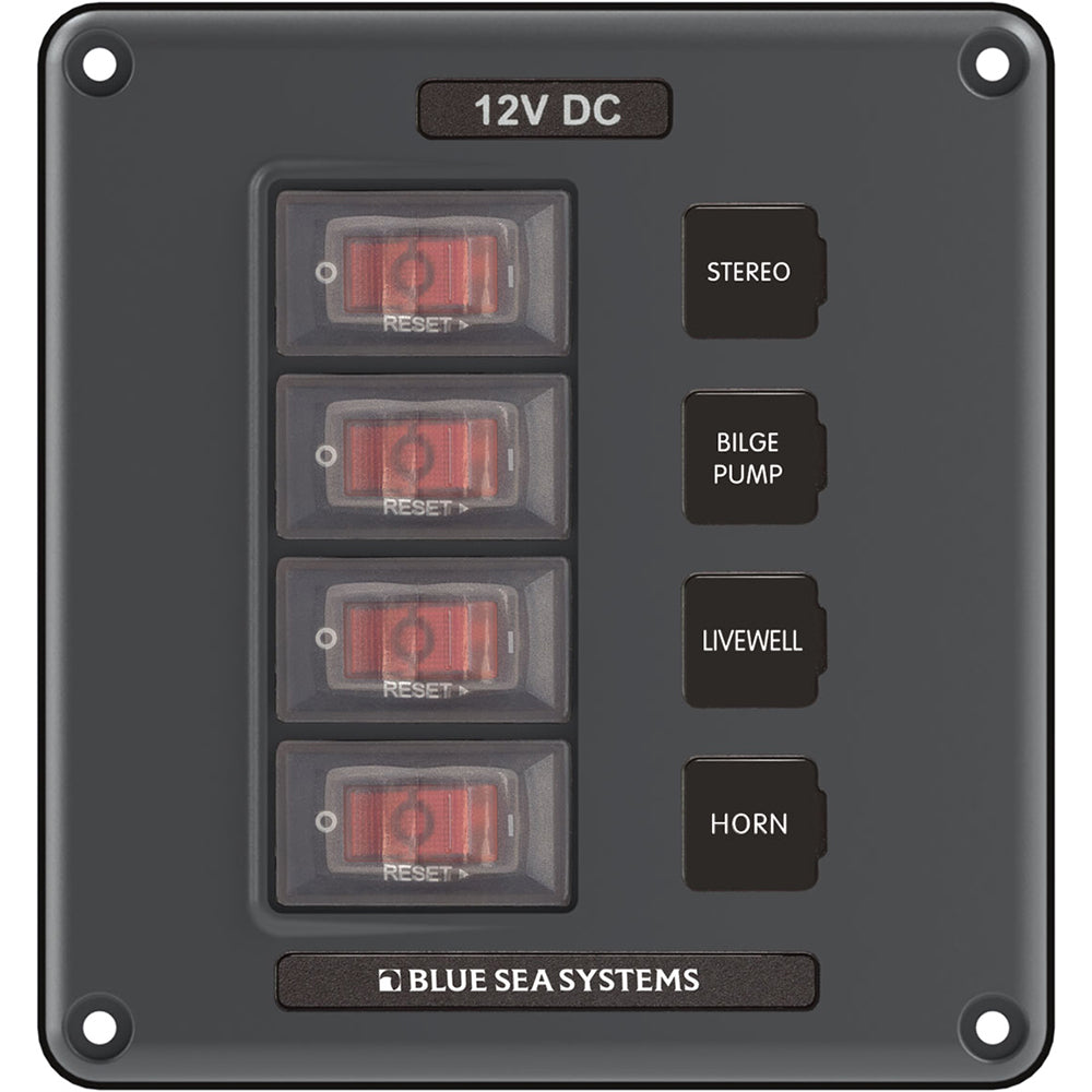 Panel de interruptores disyuntores Blue Sea 4320, 4 posiciones, gris [4320]