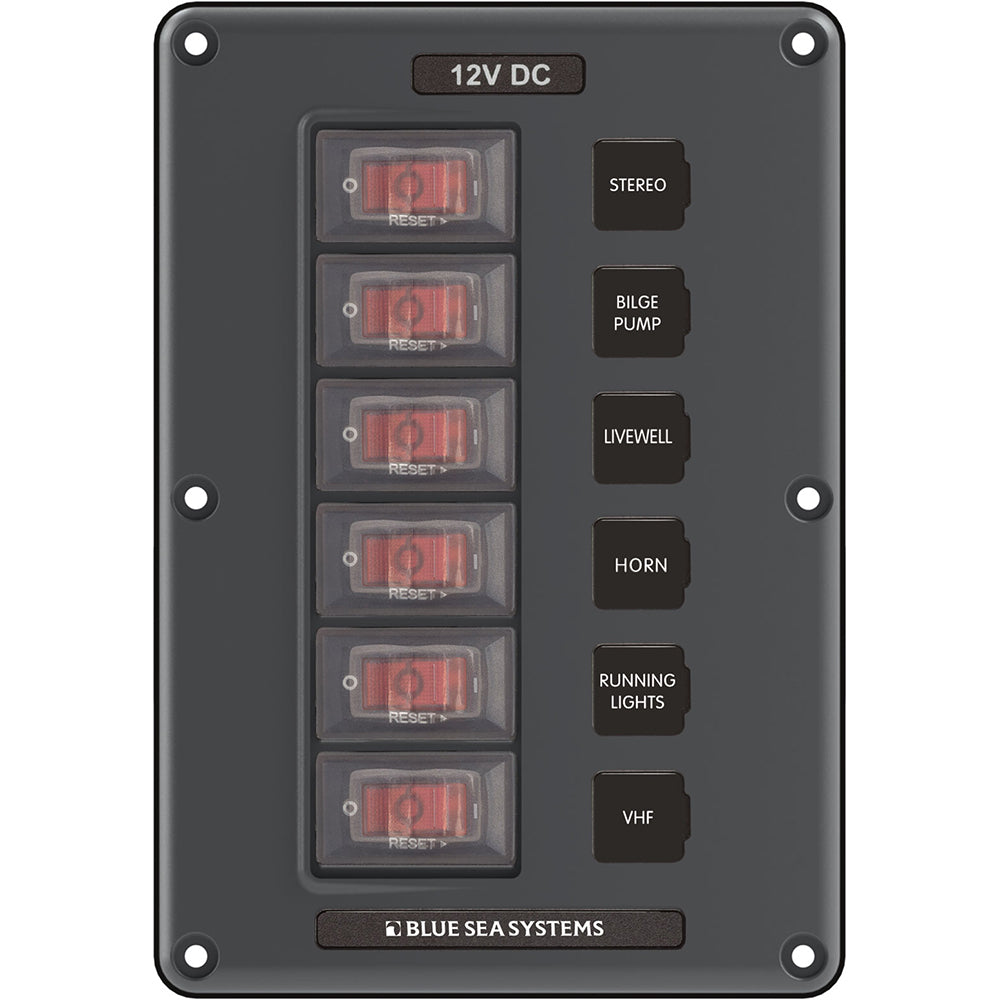 Panel de interruptores disyuntores Blue Sea 4322 de 6 posiciones - Gris [4322]