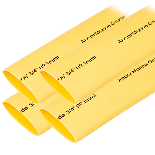 Tubo termocontraíble Ancor 3/4" x 6" - Amarillo - 4 piezas [306906]