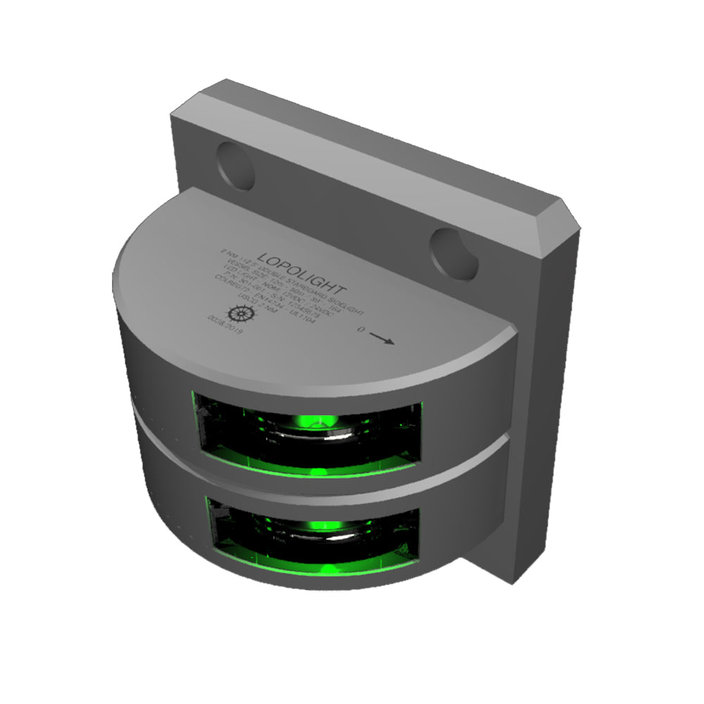Lopolight Series 301-001 - Double Stacked Starboard Sidelight - 2NM - Vertical Mount - Green - Silver Housing  [301-001ST]