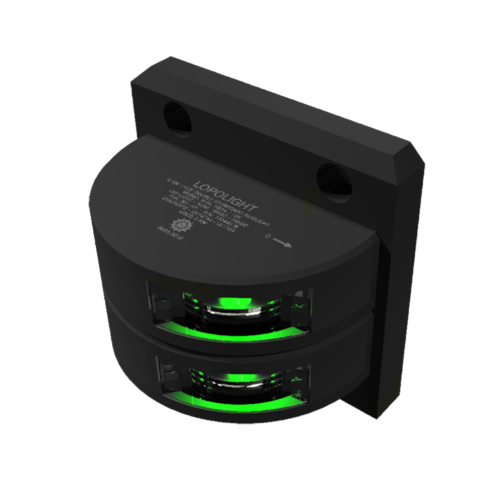 Lopolight Series301-101 - Luz lateral de estribor de doble apilamiento - 3NM - Montaje vertical - Verde - Carcasa negra [301-101ST-B]