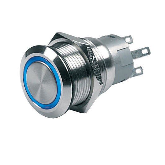 Interruptor de botón pulsador BEP de 12 V con bloqueo de encendido/apagado - LED azul [80-511-0003-00]