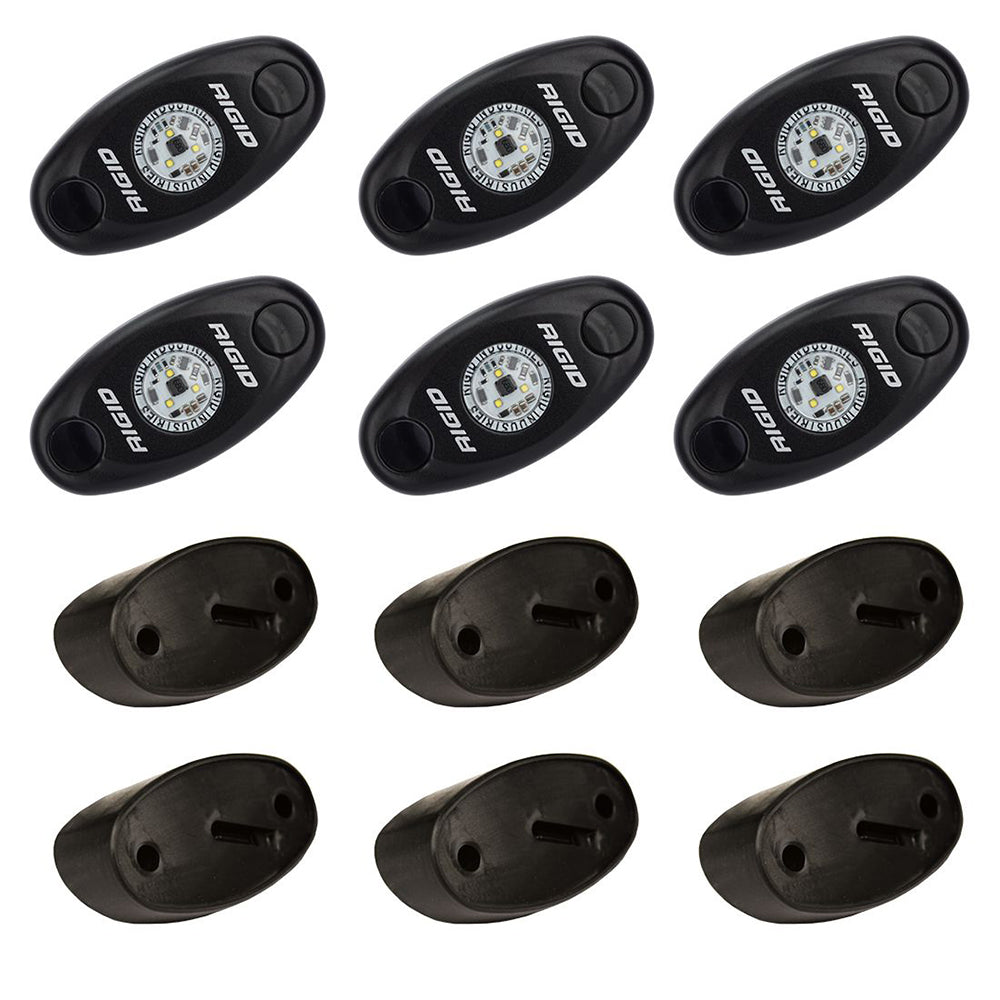 RIGID Industries Kit de luces de roca Serie A - 6 luces ámbar - Negro [400293]