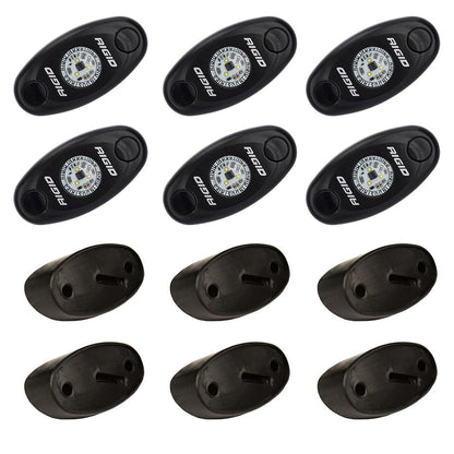 RIGID Industries Kit de luces de roca Serie A - 6 luces ámbar - Negro [400293]
