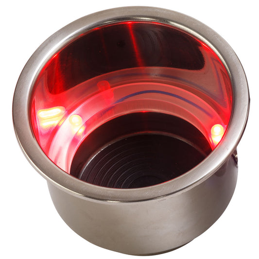 Sea-Dog Soporte para bebidas LED empotrado con montaje empotrado y conector de drenaje - LED rojo [588071-1]