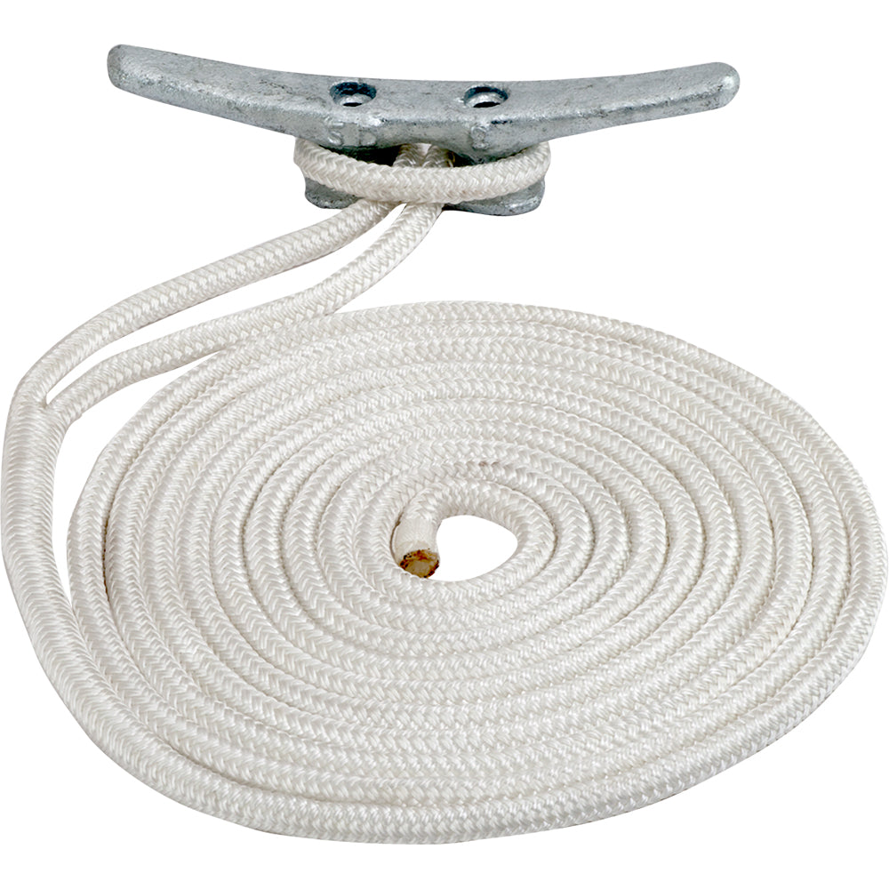 Sea-Dog Double Braided Nylon Dock Line - 5/8" x 25 - White  [302116025WH-1]