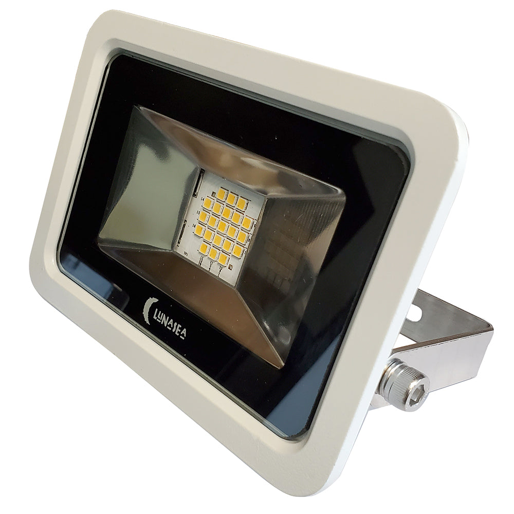 Lunasea Proyector LED delgado de 10 W, solo 120 V CA, blanco frío, 1200 lúmenes, 3 cables - carcasa blanca [LLB-366N-31-10]