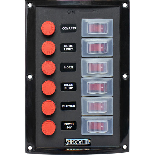 Panel de interruptores vertical contra salpicaduras Sea-Dog - 6 interruptores [424116-1]