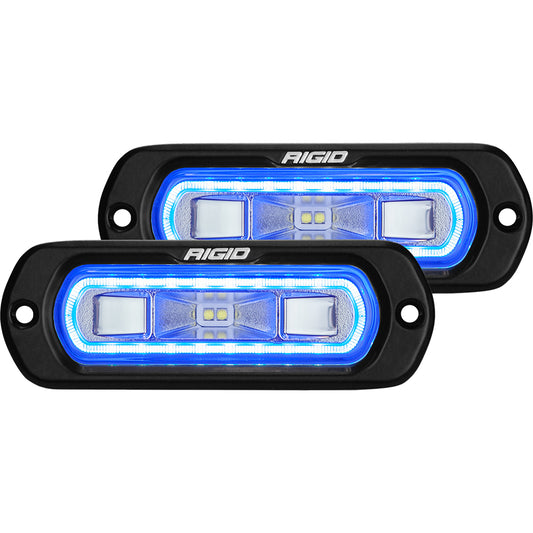 Luz esparcidora de montaje empotrado serie SR-L de RIGID Industries - Carcasa negra - Halo azul [53221]
