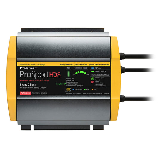 ProMariner ProSportHD 8 Gen 4 - 8 Amp - Cargador de batería de 2 bancos [44008]
