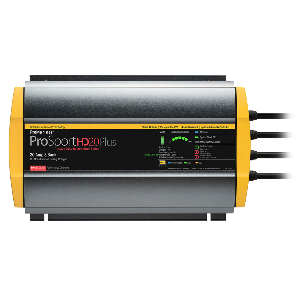 ProMariner ProSportHD 20 Plus Global Gen 4 - 20 Amp - Cargador de batería de 3 bancos [44029]