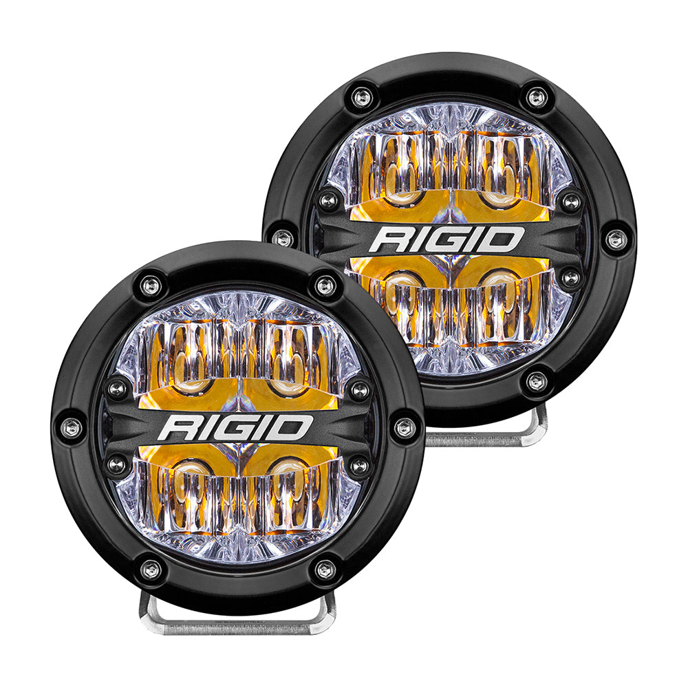 RIGID Industries 360-Series 4" LED Luz antiniebla todoterreno con luz de fondo ámbar - Carcasa negra [36118]