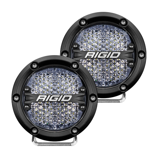 RIGID Industries 360-Series Luz antiniebla LED todoterreno de 4" Haz difuso con retroiluminación blanca - Carcasa negra [36208]