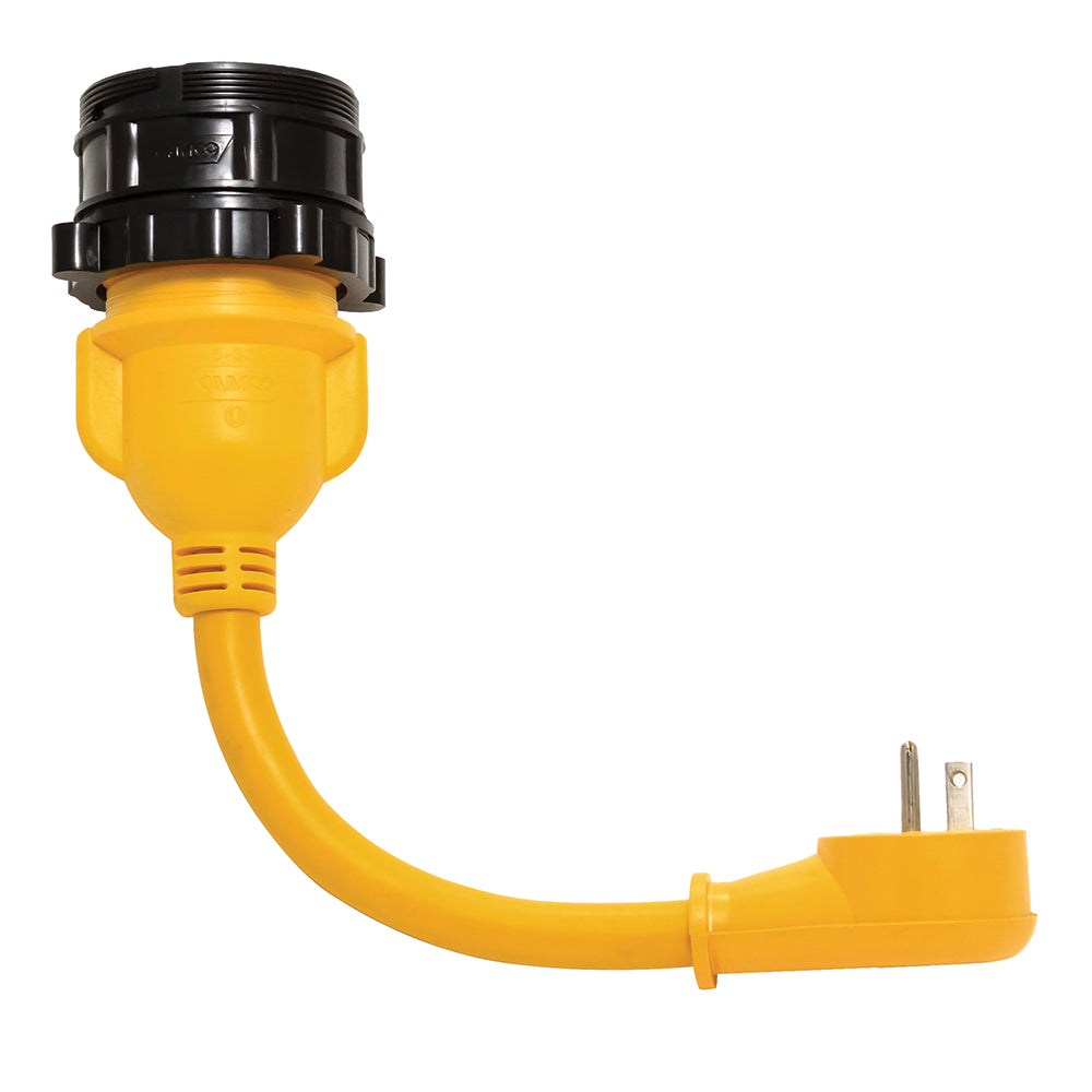 Adaptador de bloqueo Camco PowerGrip - 15A/125V macho a 30A/125V hembra con bloqueo [55635]