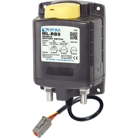 Blue Sea 7700100 ML Solenoide 12V 500A con conector Deutsch de control manual [7700100]