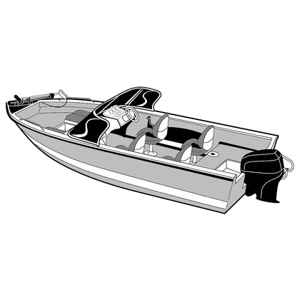 Carver Performance Poly-Guard Wide Series Cubierta para barco diseñada a medida f/16.5 Barcos con casco en V de aluminio con parabrisas transitable - Gris [72316P-10]