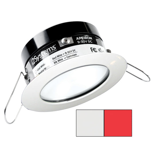 i2Systems Apeiron PRO A503 - Luz de montaje con resorte de 3W - Redonda - Blanco frío Rojo - Acabado blanco [A503-31AAG-H]