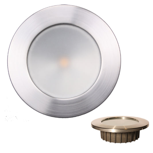 Lunasea ZERO EMI Luz LED empotrable de 3,5 - Blanco cálido, rojo con bisel de acero inoxidable cepillado - 12 VCC [LLB-46WR-0A-BN]