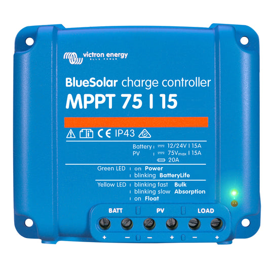 Controlador de carga Victron BlueSolar MPPT - 75 V - 15 AMP - Aprobado por UL [SCC010015050R]