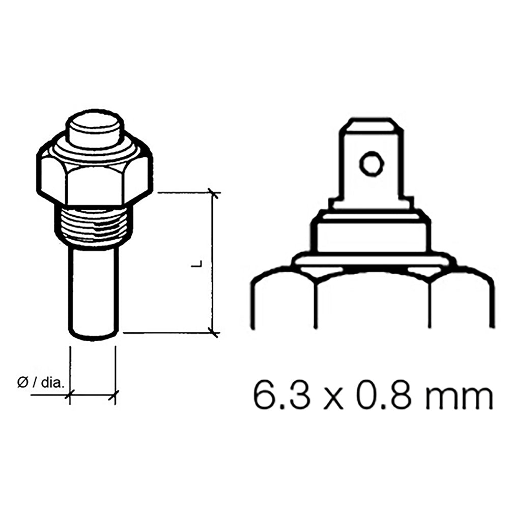 Sensor de temperatura del aceite del motor Veratron - Unipolar, tierra común - 50-150C/120-300F - 6/24V - Rosca M14 x 1,5 [323-801-004-002N]