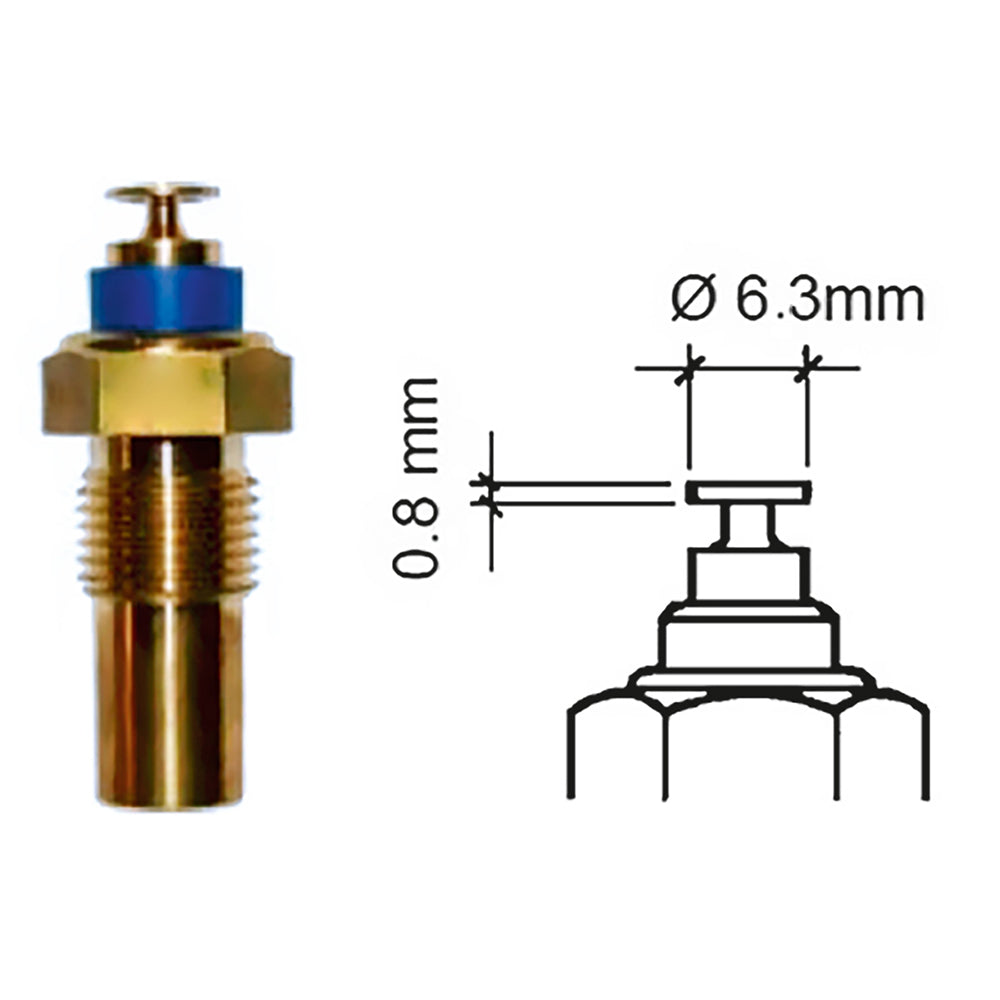 Sensor de temperatura del aceite del motor Veratron - Unipolar, conexión de pala - 50-150C/120-300F - 6/24V - Rosca M10 x 1,5 [323-801-010-001D]