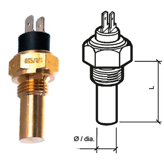 Sensor de temperatura del aceite del motor Veratron - Doble polo, término de pala - 50-150C/120-300F - 6/24V - Rosca M14 x 1,5 [323-805-003-001N]