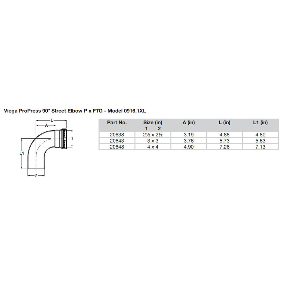 Viega ProPress 2-1/2" - 90 Copper Elbow - Street/Press Connection - Smart Connect Technology [20638]