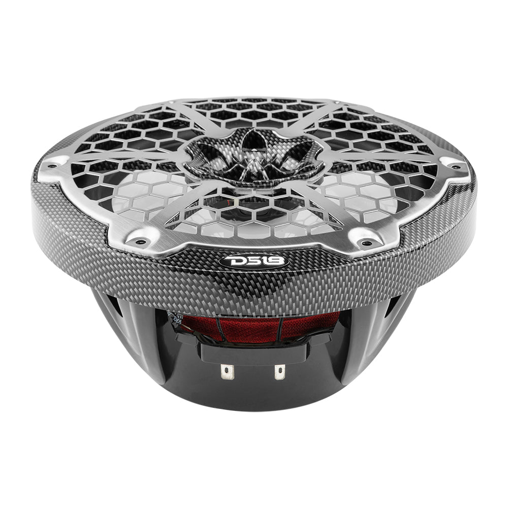 DS18 HYDRO 8" 2-Way Marine Speakers w/RGB LED Lights - 125W RMS, 4-Ohm - Black Carbon Fiber [CF-8M]