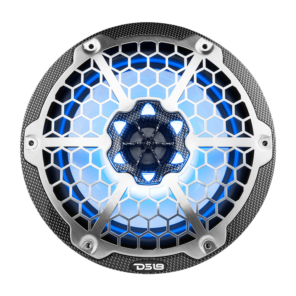 DS18 HYDRO 8" 2-Way Marine Speakers w/RGB LED Lights - 125W RMS, 4-Ohm - Black Carbon Fiber [CF-8M]
