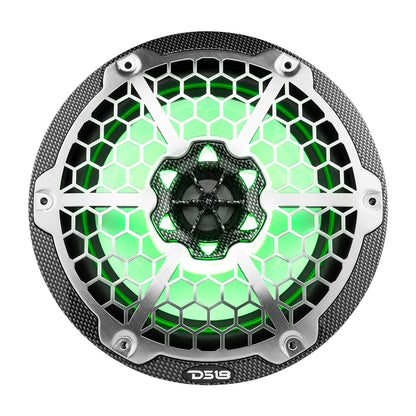 DS18 HYDRO 8" 2-Way Marine Speakers w/RGB LED Lights - 125W RMS, 4-Ohm - Black Carbon Fiber [CF-8M]