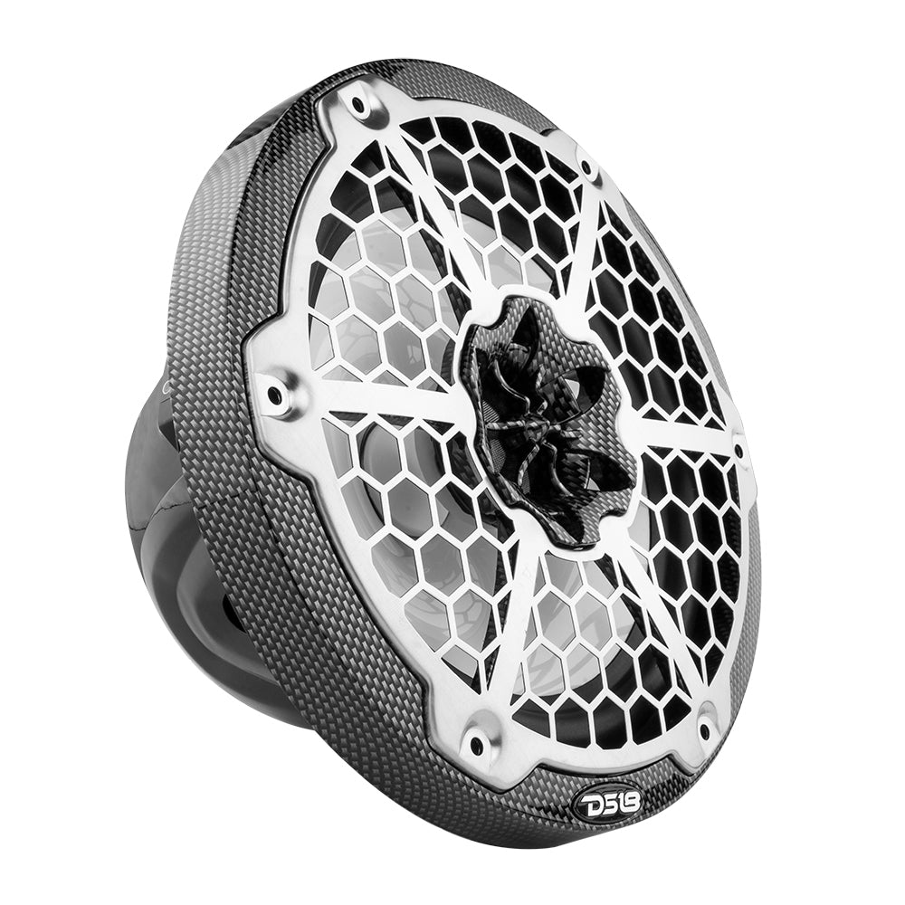 DS18 HYDRO 8" 2-Way Marine Speakers w/RGB LED Lights - 125W RMS, 4-Ohm - Black Carbon Fiber [CF-8M]