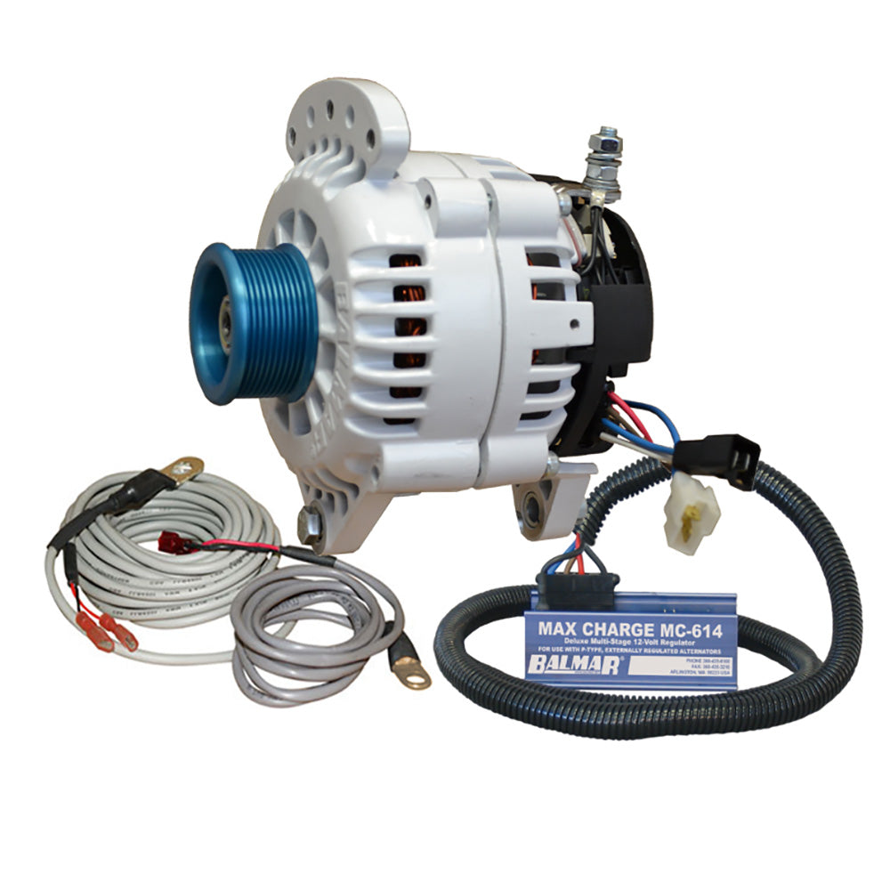 Balmar Alternador 120 AMP Kit 120V 3.15" Sillín de doble pie J10 Regulador de polea Sensor de temperatura [60-YP-MC-120-J10]