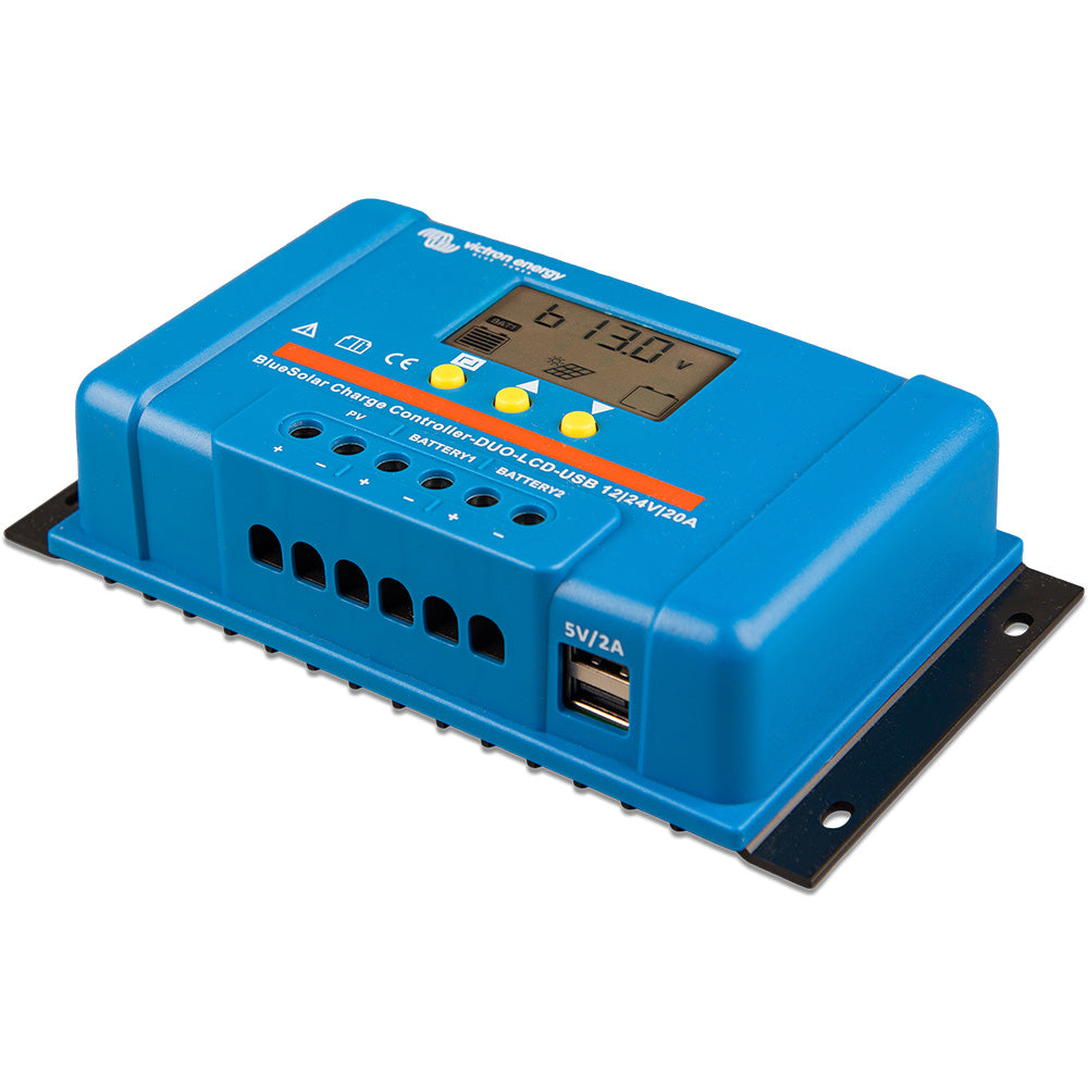 Controlador de carga Victron BlueSolar PWM (DUO) Control de carga USB LCD - 12/24 VCC - 20 A [SCC010020060]