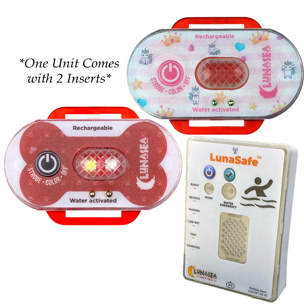 Lunasea Luz estroboscópica activada por agua para seguridad de niños/mascotas con transmisor RF Receptor de audio/visual portátil - Estuche rojo [LLB-63RB-E0-K1]