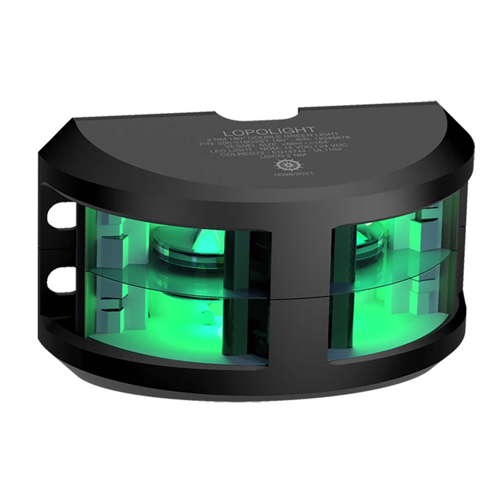 Lopolight Series 200-018 - Double Stacked Navigation Light - 2NM - Vertical Mount - Green - Black Housing  [200-018G2ST-B]