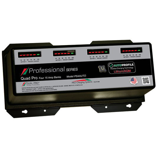 Dual Pro PS4 Auto 15A - Cargador de baterías de litio/AGM de 4 bancos [PS4AUTO]