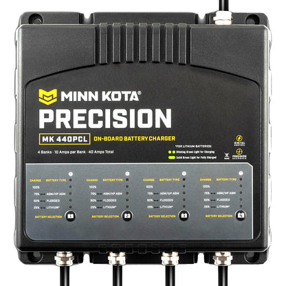 Minn Kota Cargador de precisión a bordo MK-440 PCL Cargador optimizado de 4 bancos x 10 AMP LI [1834401]