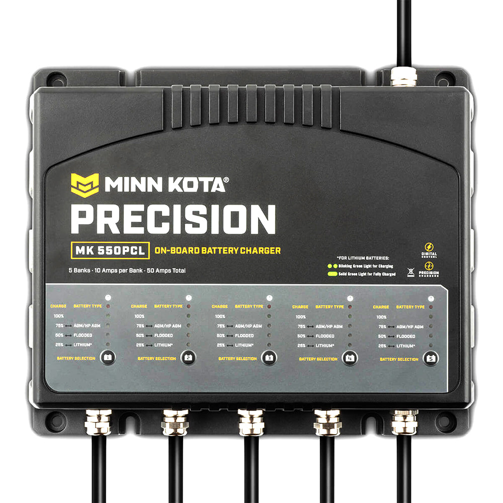 Minn Kota Cargador de precisión a bordo MK-550 PCL Cargador optimizado de 5 bancos x 10 AMP LI [1835500]