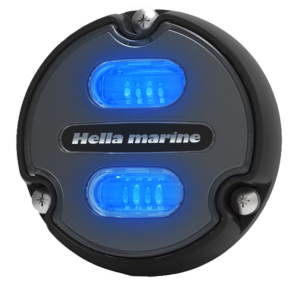 Luz subacuática Hella Marine Apelo A1 azul blanca - 1800 lúmenes - Carcasa negra - Lente carbón [016145-001]